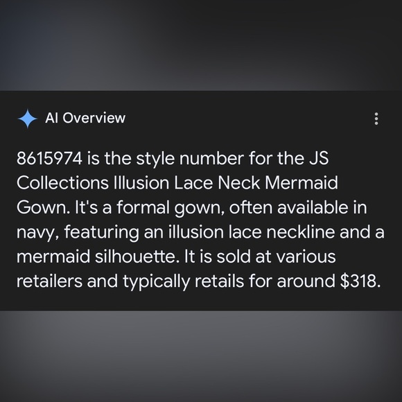 NWT JS Collections Illusion Lace Neck Mermaid Dress NEW Gown Navy Blue - Picture 13 of 13